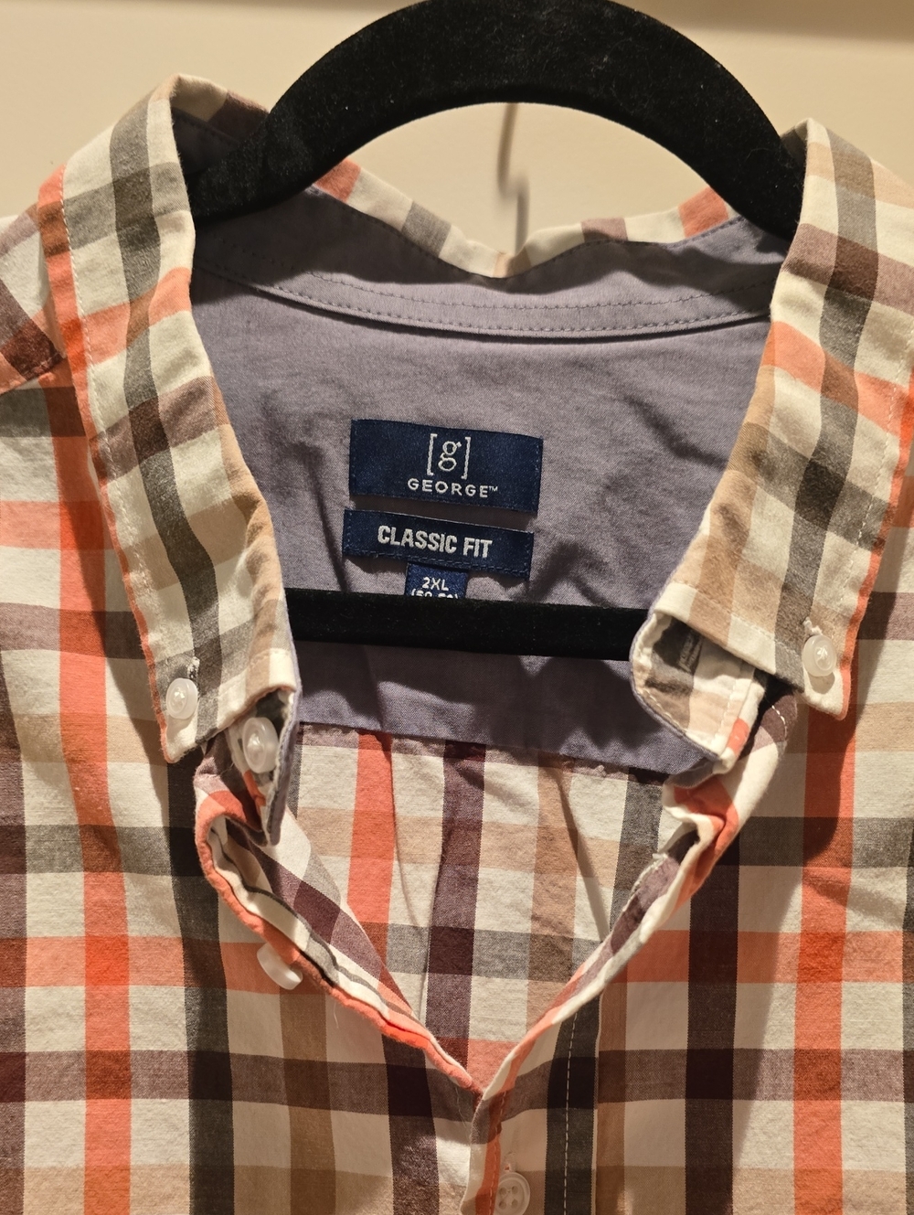 George Plaid Button-Down Shirt in Orange, Brown & Cream